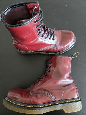 Vintage Dr. Martens 1460 Cherry Red Leather Boots Size 6